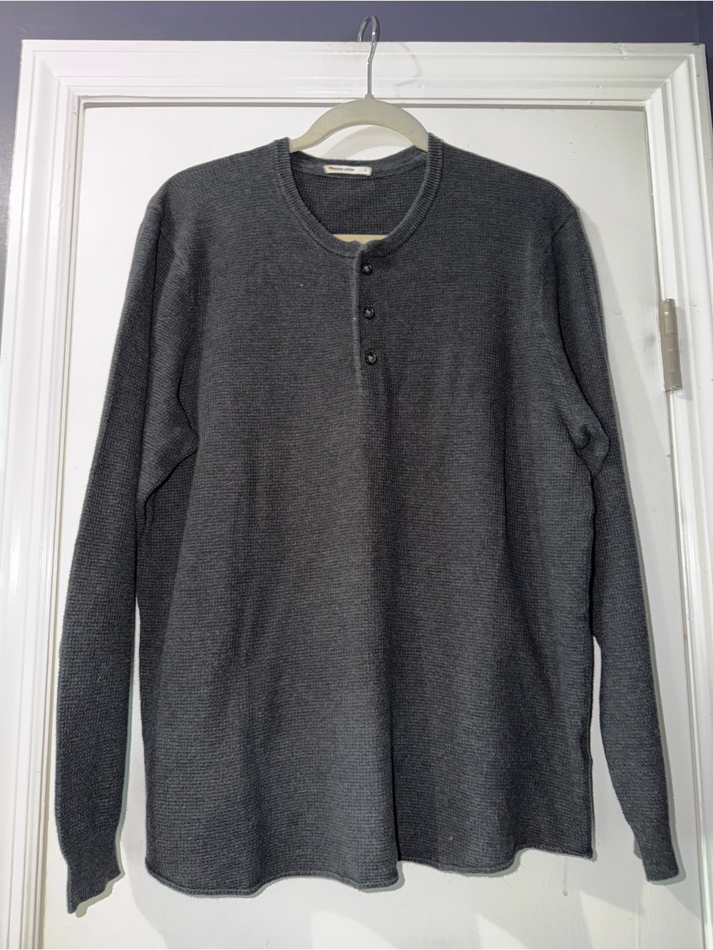 Marine Layer Charcoal Gray Long Sleeve Henley Sweater